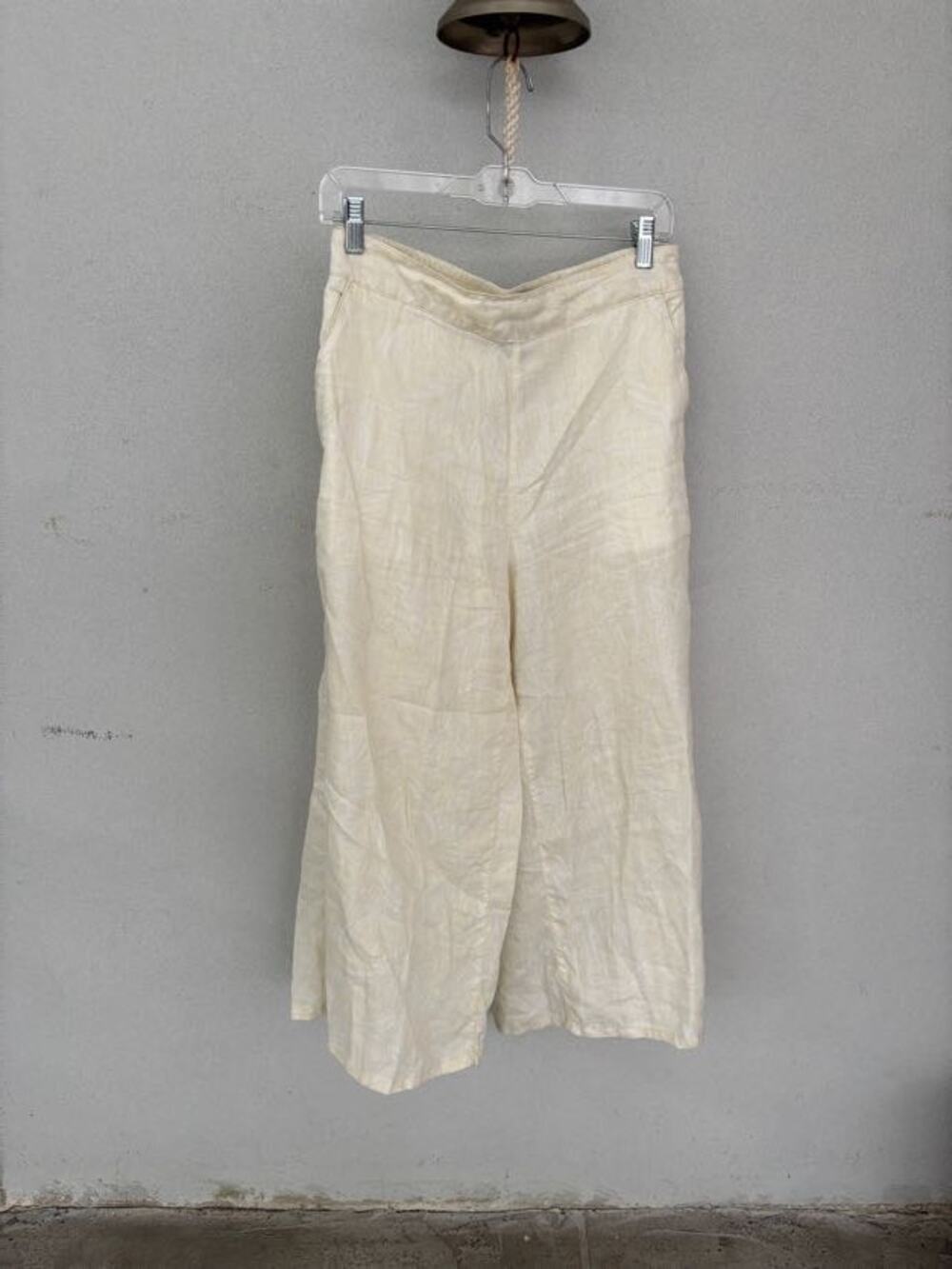Nicole Miller 100% Linen Wide Leg Pants Pockets Size M